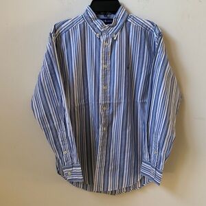 Ralph Lauren Blue and White Striped Button-Up Boy’s Size M(12/14)